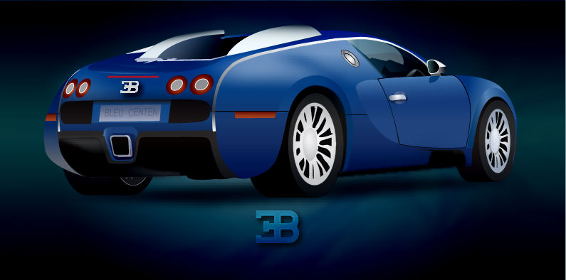 free vector Blue Illustrate Car with Shiny Render